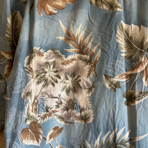 Pierre Cardin Blue and Brown Leaf Print Shirt - Picture 5 of 5